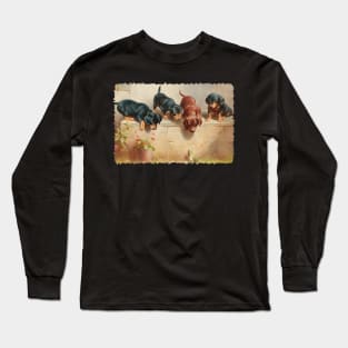 Dachsund puppies meet a frog Long Sleeve T-Shirt